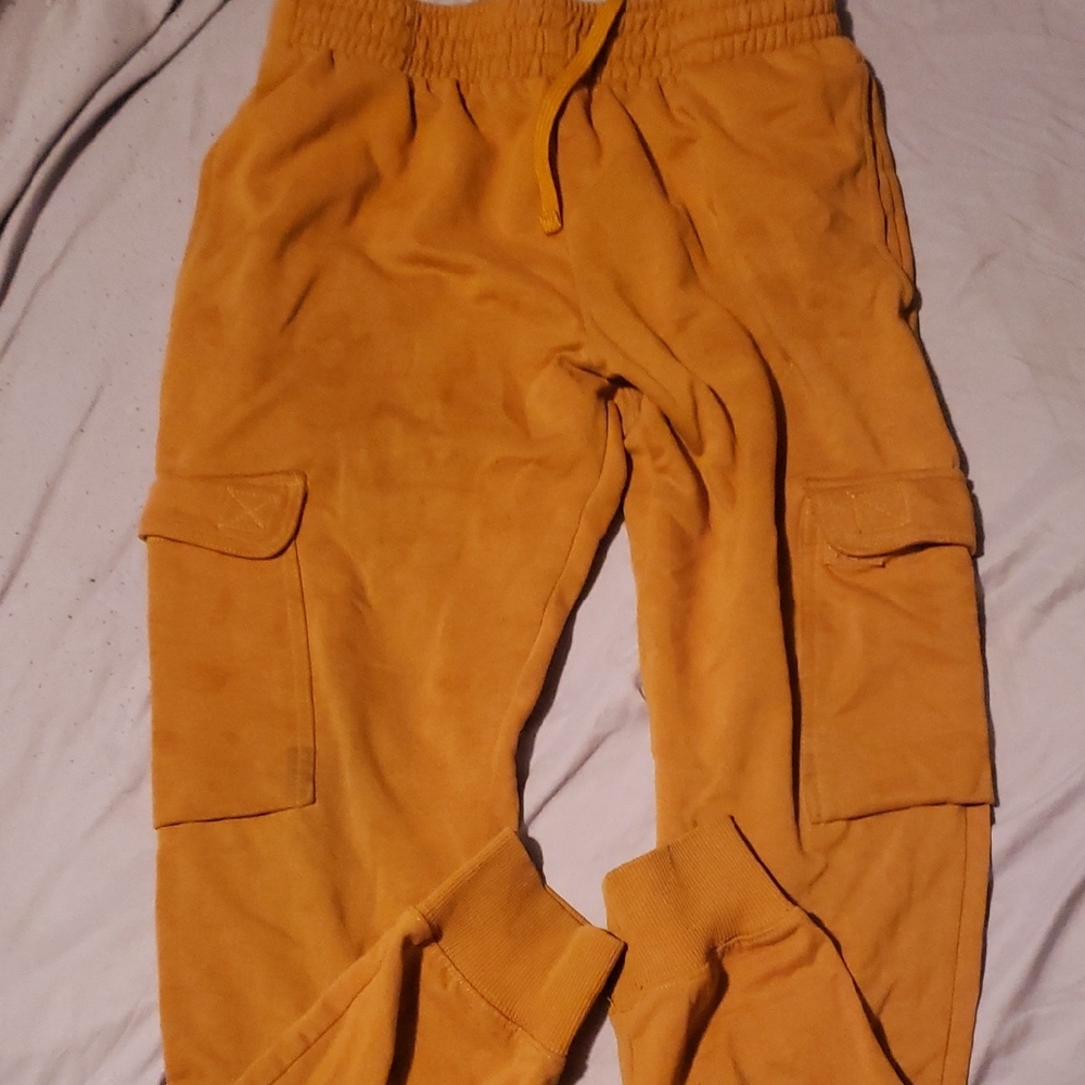 Mustard Yellow Cargo Jogger Sweatpants